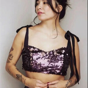 Free‎ People Star Bright Sequin Crop Top